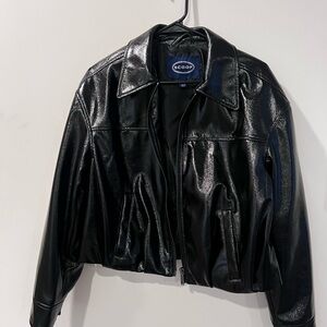 Scoop NYC Shiny Black Leather Jacket